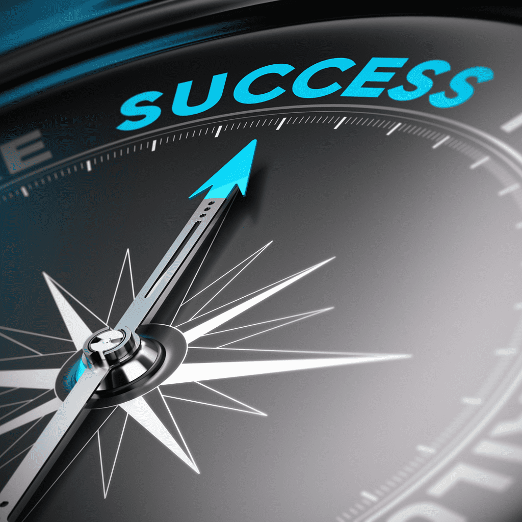 Compass pointing to success