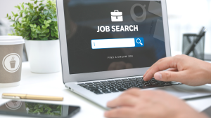 A job search on a laptop